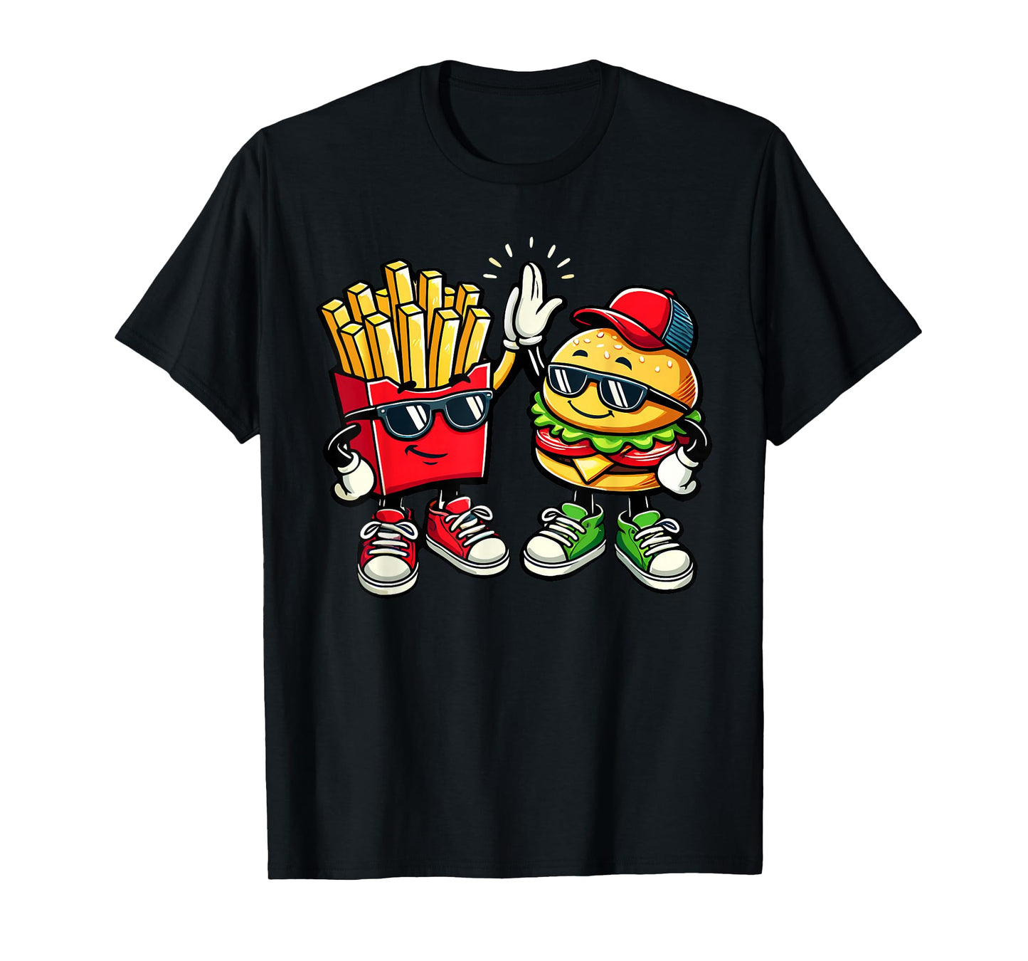 Hamburger Fries High Five | Cool Fun Combo Snacks Funny T-Shirt