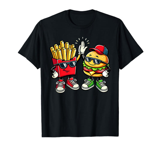 Hamburger Fries High Five | Cool Fun Combo Snacks Funny T-Shirt