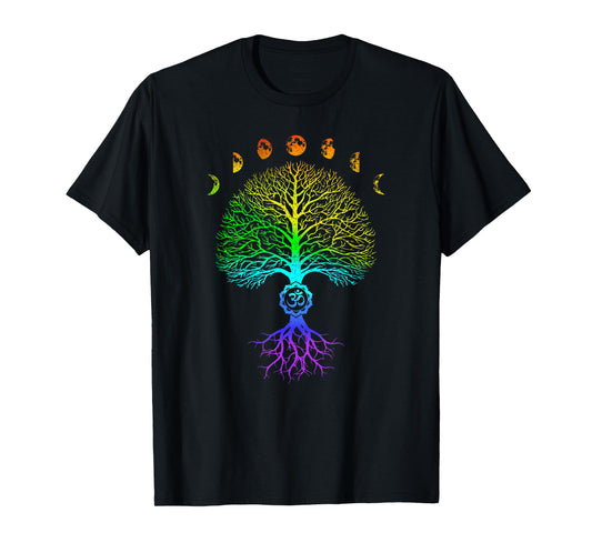 Tree of Life Phases of the Moon Om Chakra Yoga Gift T-Shirt