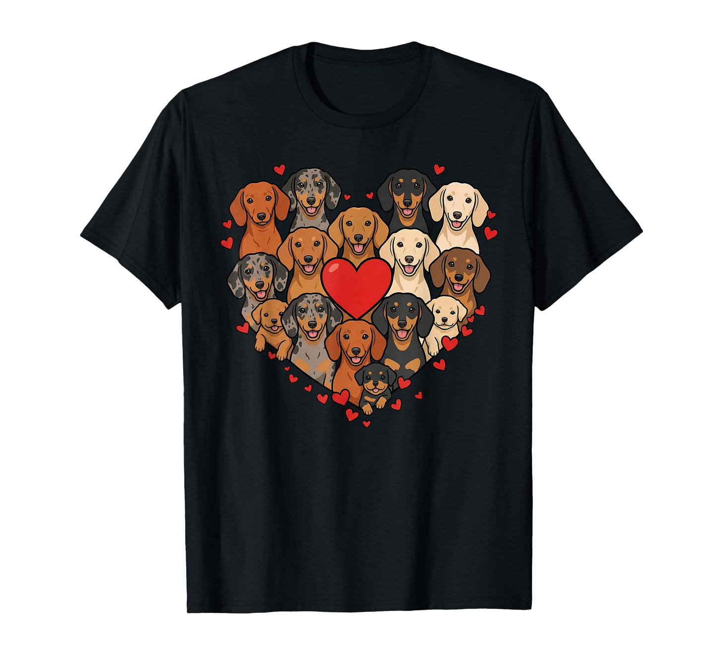 Cute Dachshund Heart Love Dog Lover Pet Mom Dad Valentine T-Shirt