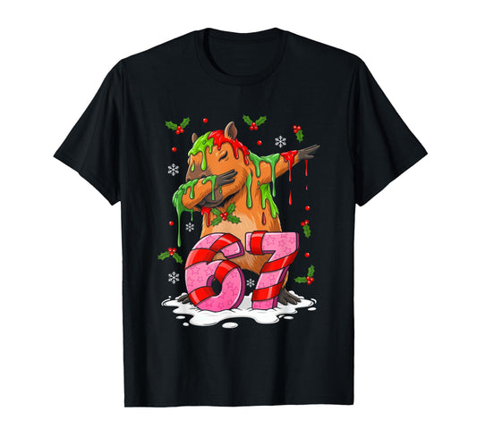 67 Christmas Funny 67 Brainrot Youth Kids Capybara 67 T-Shirt