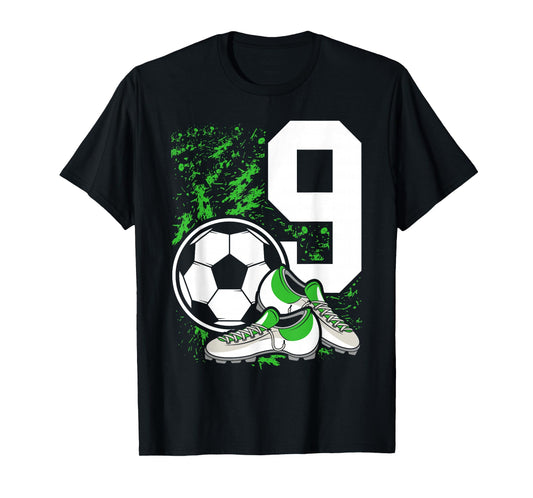 9th Birthday Boys 9 Years Soccer Football Player Birthday T-Shirt