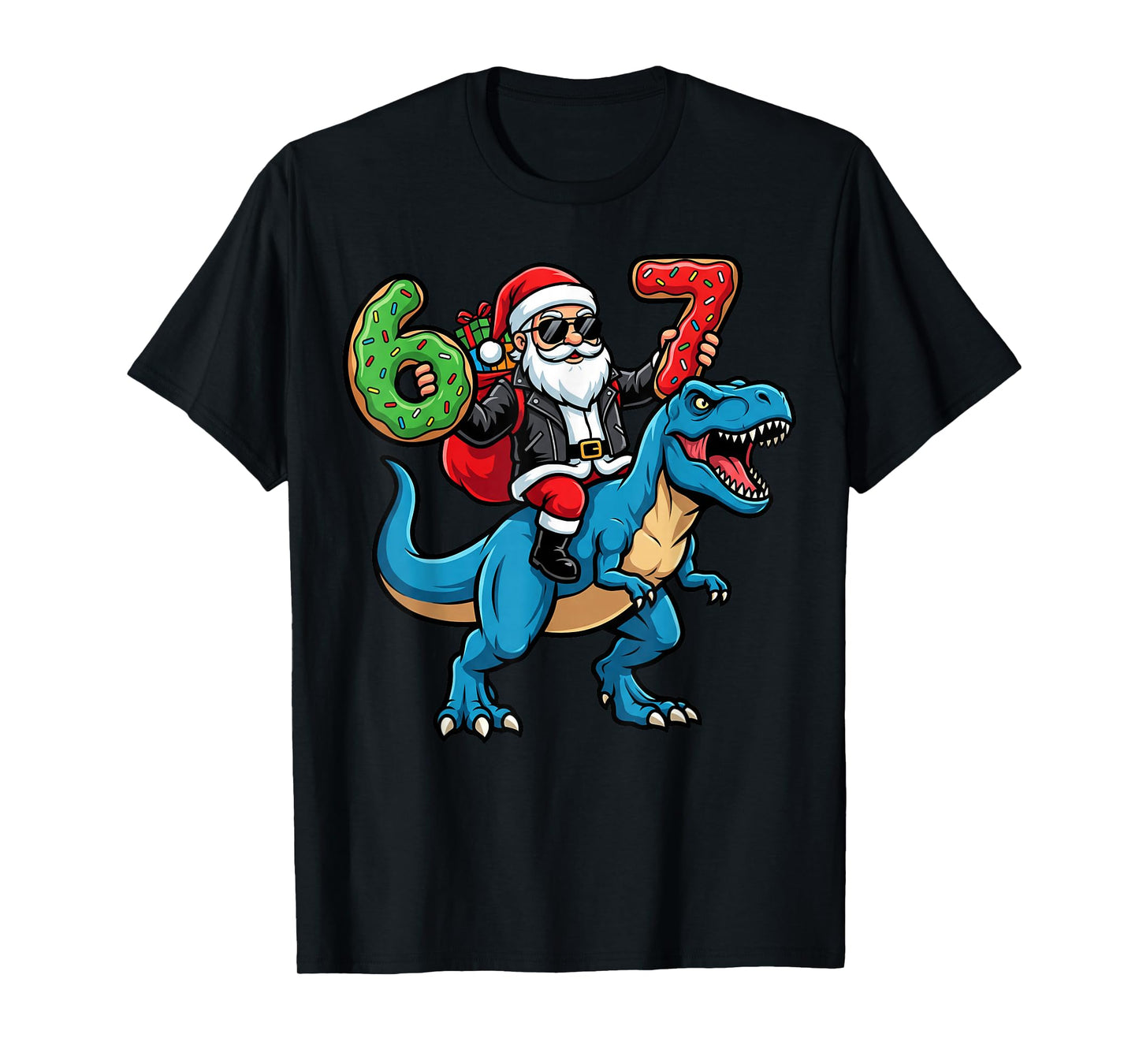 67 Christmas 6 7 Meme Funny Santa Six Seven Xmas Boys Girls T-Shirt