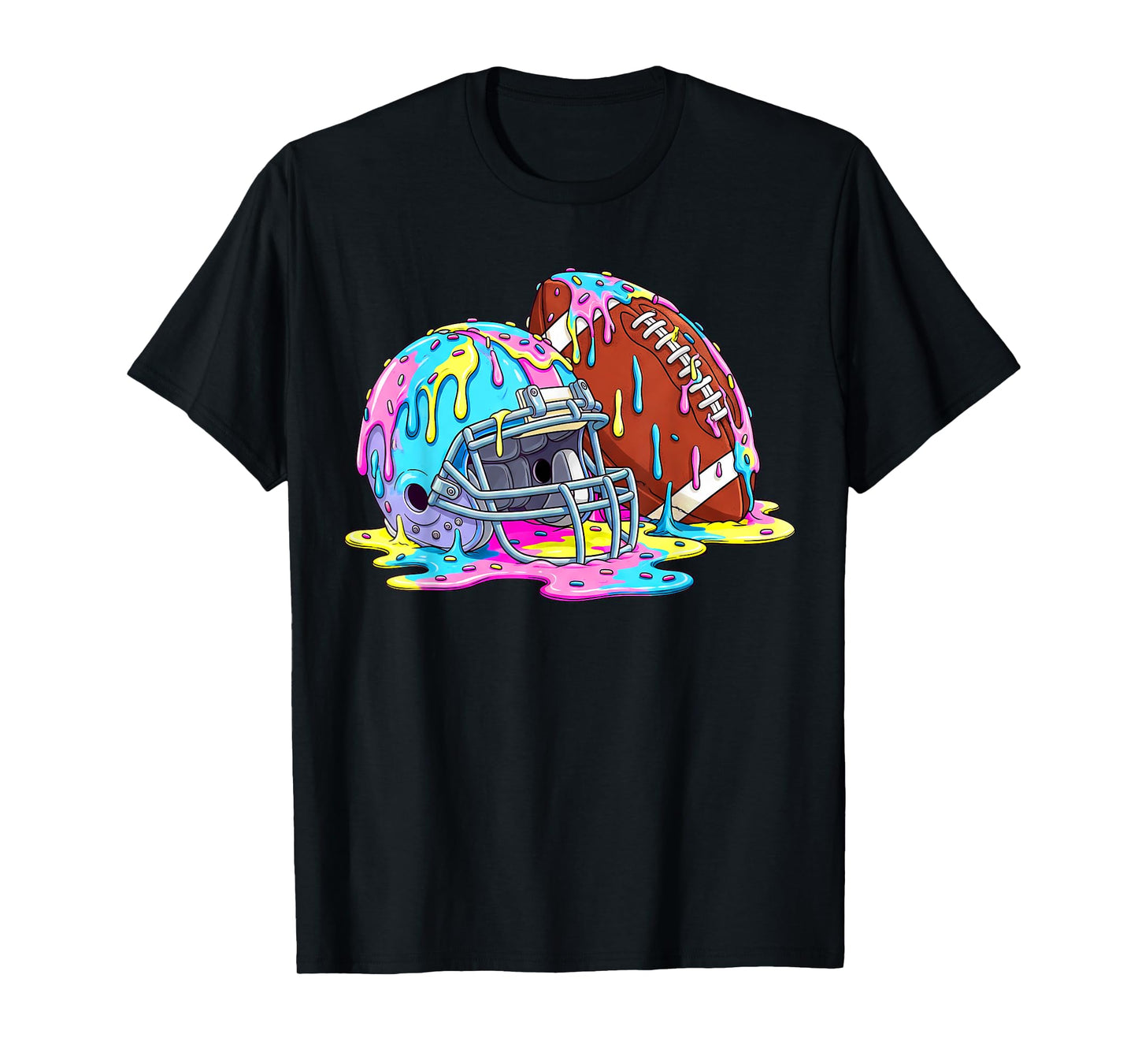 Football Helmet Drip for Boys Kids Youth Dripping Ice Cream T-Shirt