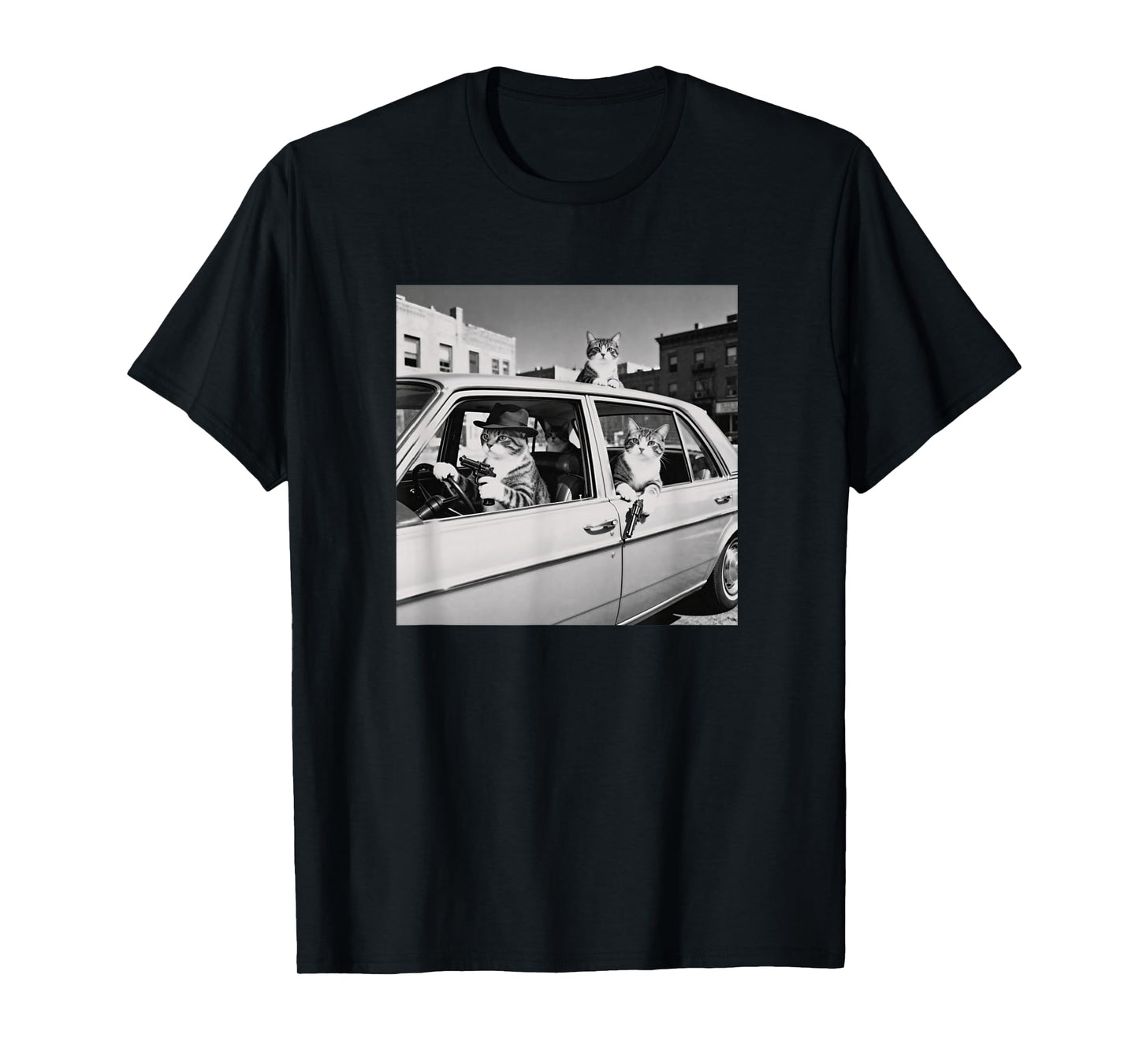 Funny Cat Gang Vintage Cool Feline Design Retro T-Shirt