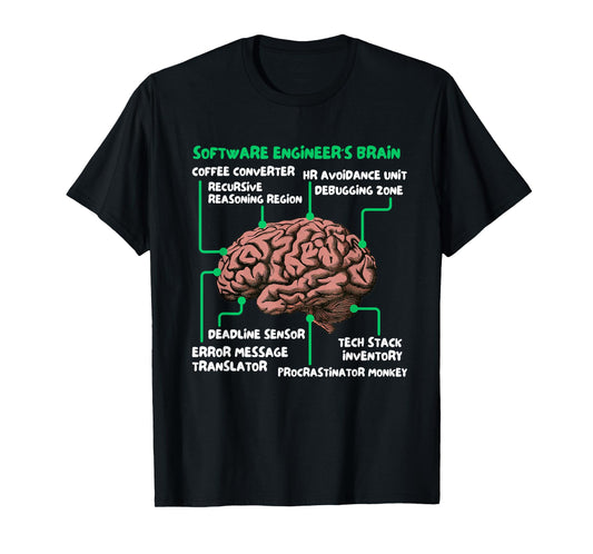 Software Engineer's Brain Funny Tech T-Shirt