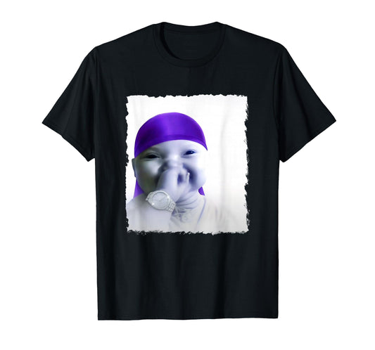 Stylish AI Baby Holding Back Laugh gigging Meme T-Shirt