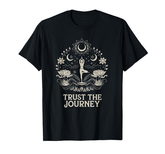 Trust The Journey Yoga Spiritual Boho Lotus Moon T-Shirt
