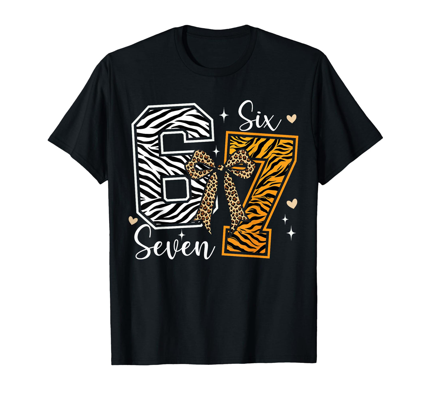 Girls Animal Print Clothes Six Seven Kids 67 Meme Zoo T-Shirt