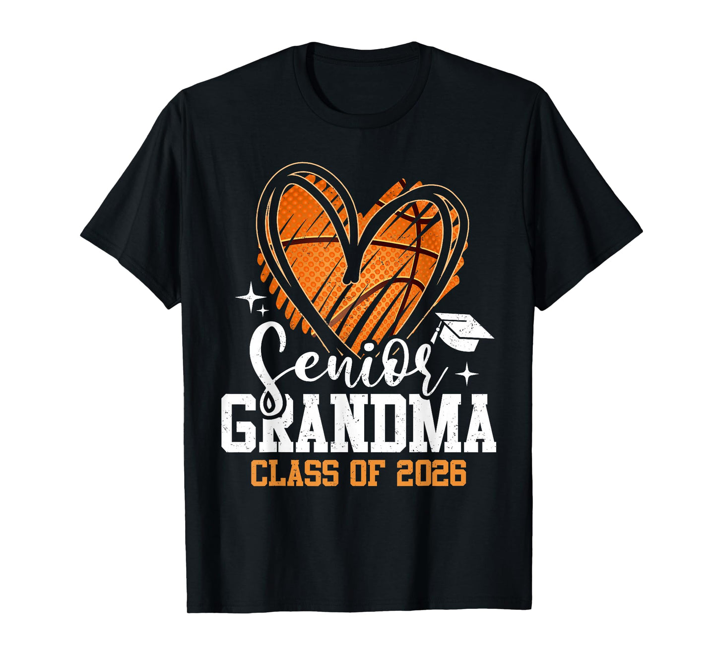 Senior Grandma Class of 2026 Basketball Graduation Heart T-Shirt