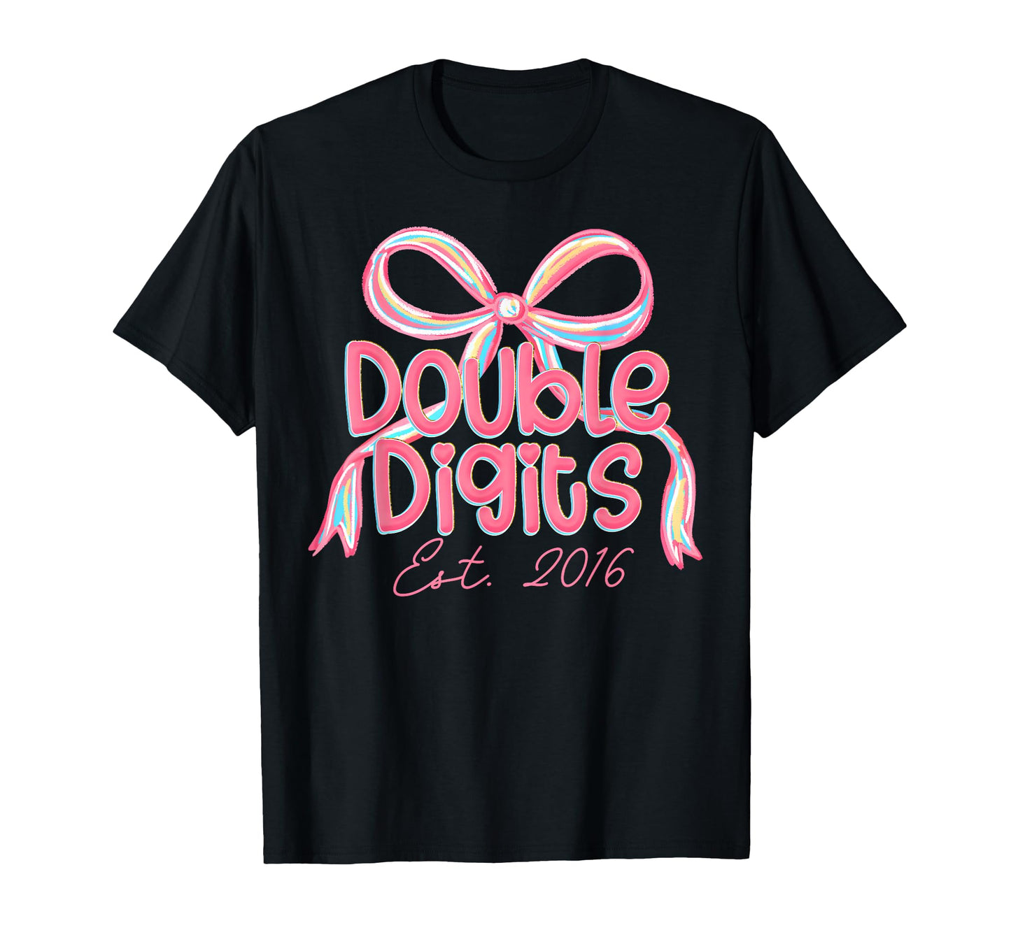 Preppy Double Digits Est 2016 Coquette Pink Birthday Girl T-Shirt