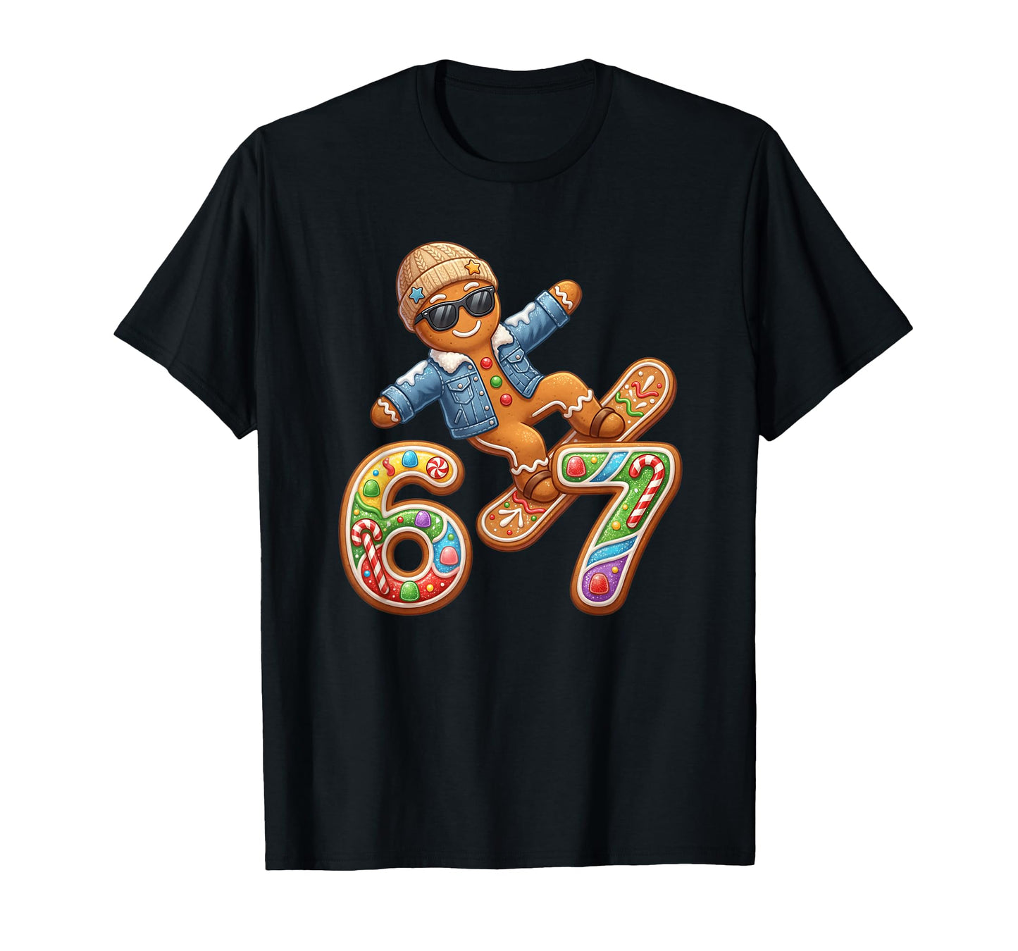 Funny Gingerbread Six Seven 67 Ice Cream Drip Christmas Boys T-Shirt
