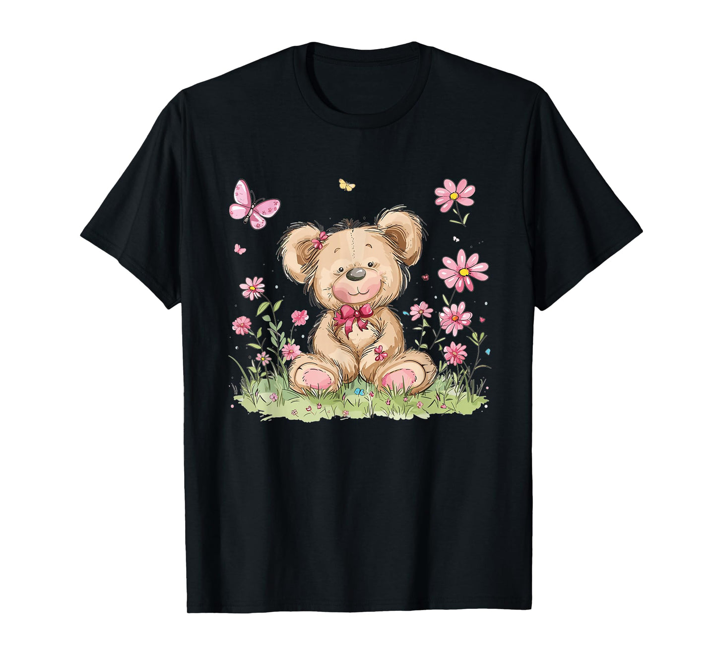 Cute Teddy Bear With Flowers I Kids Teddy T-Shirt