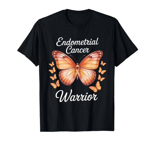 Warrior Endometrial Cancer Awareness Uterine Cancer Ribbon T-Shirt