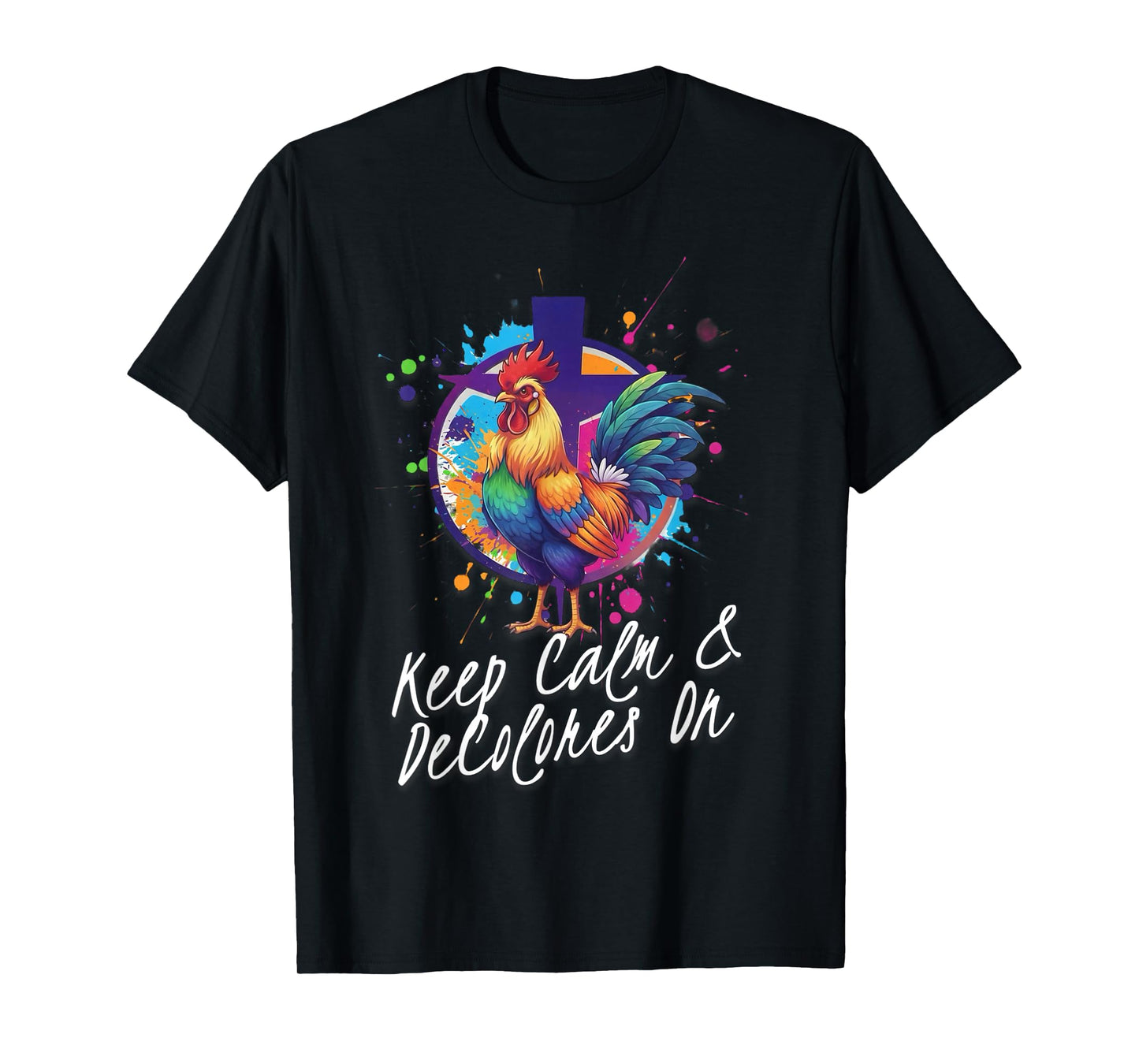 DeColores Cursillo Rainbow Rooster Catholic T-Shirt