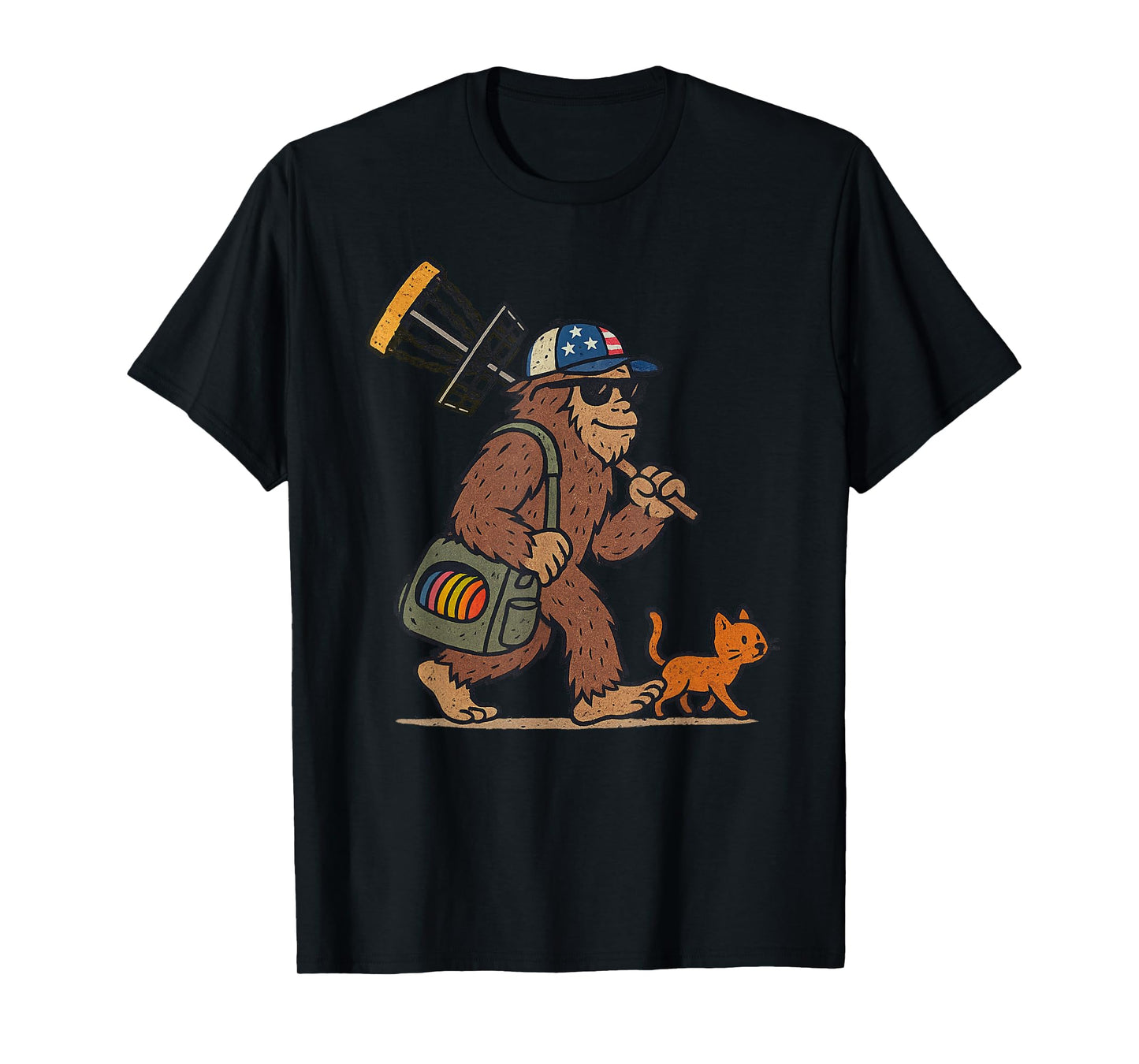 Sasquatch Disc Golfer Funny Cat Disc Golf T-Shirt