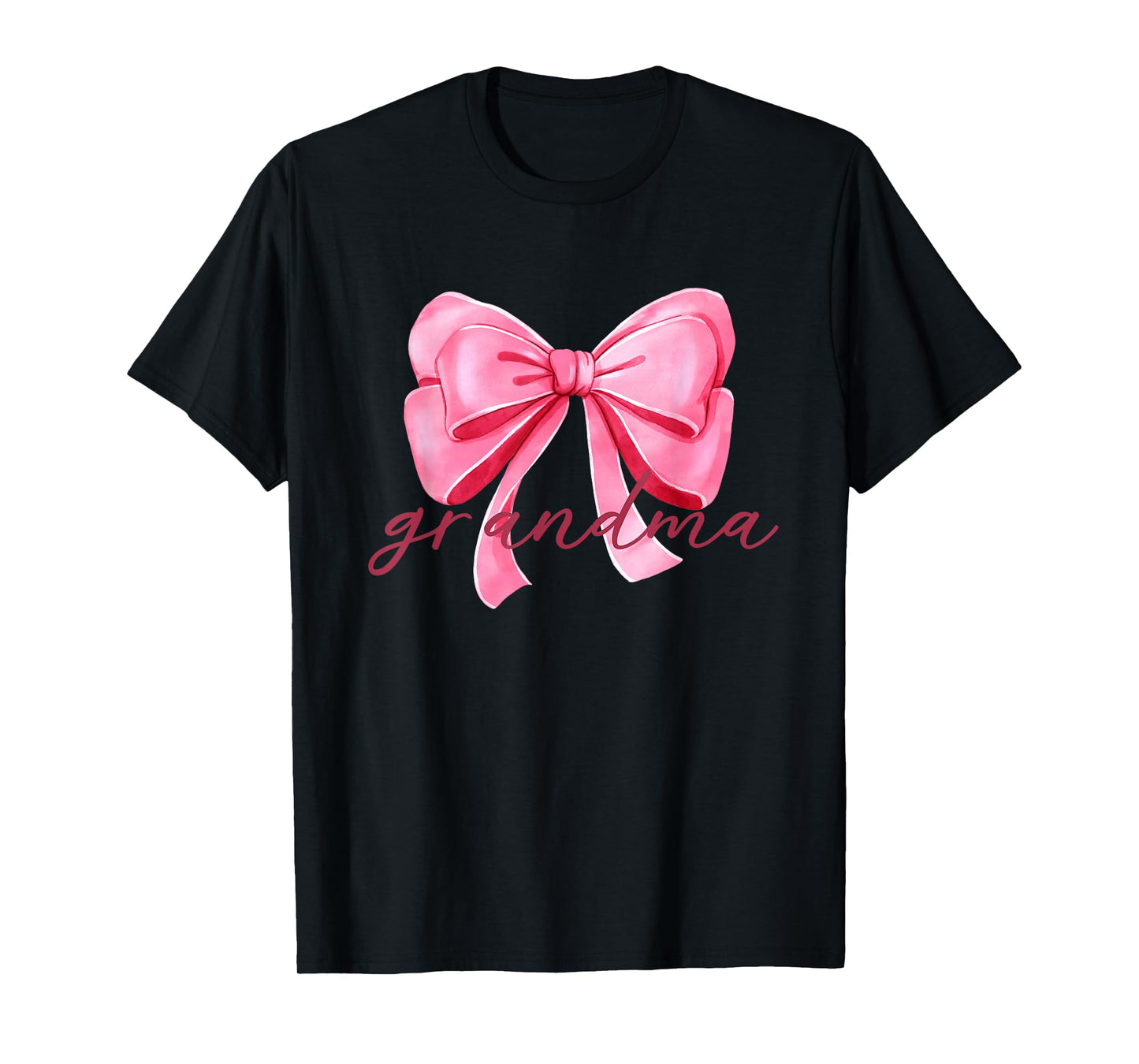 Grandma Pink Bow Birthday Baby Shower Family Pink Ribbon T-Shirt
