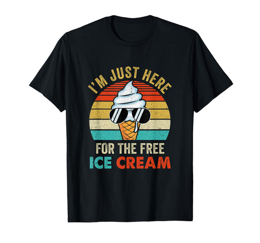 I'm Just Here For The Free Ice Cream Funny Cruise 2025 Retro T-Shirt