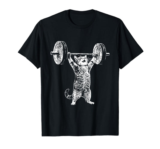 Funny Cat Gym Workout Deadlift Cat Meme Gym Pump Kitten T-Shirt