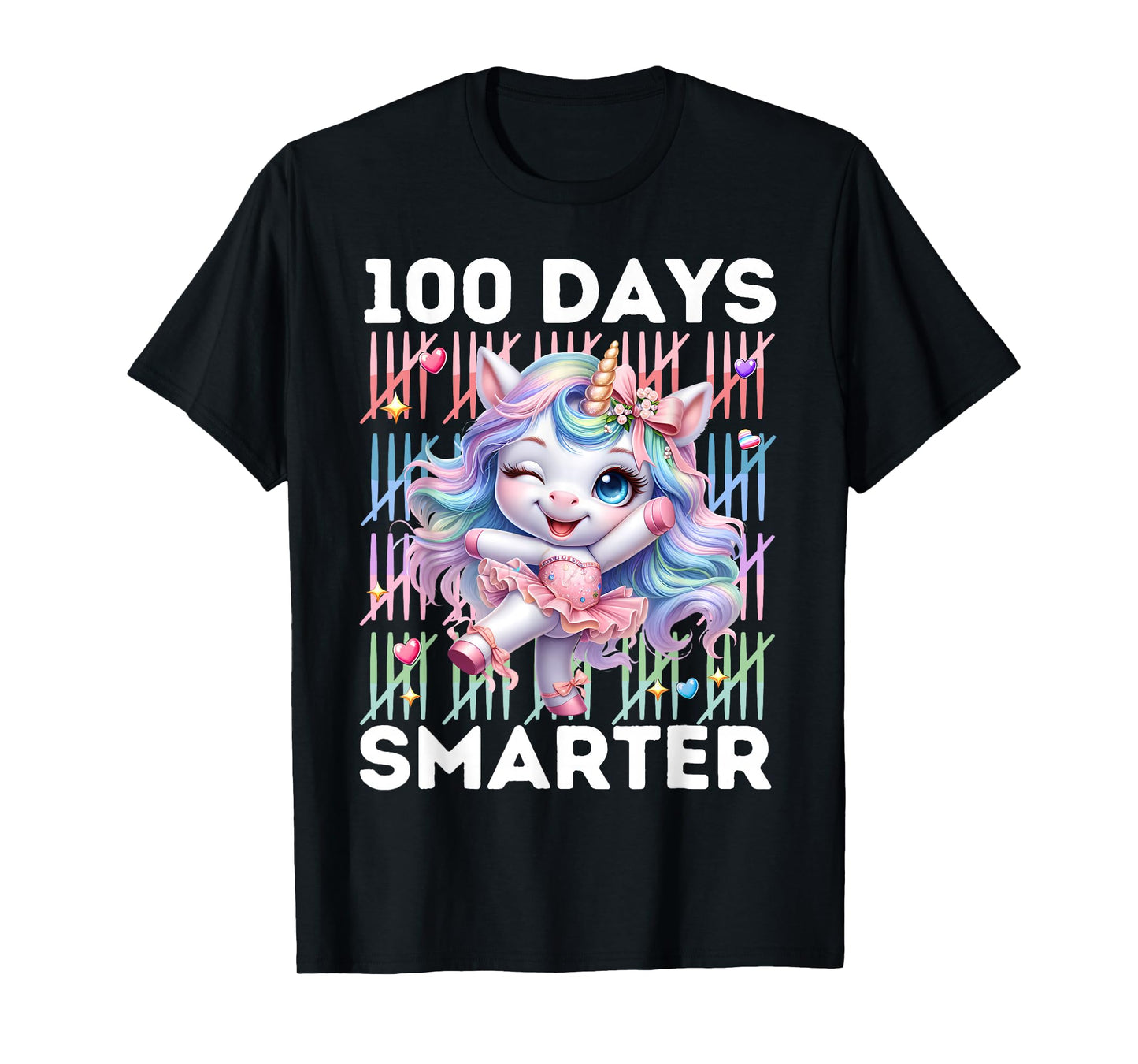 100 Days Smarter Kids 100th Day of School Unicorn Ballet T-Shirt