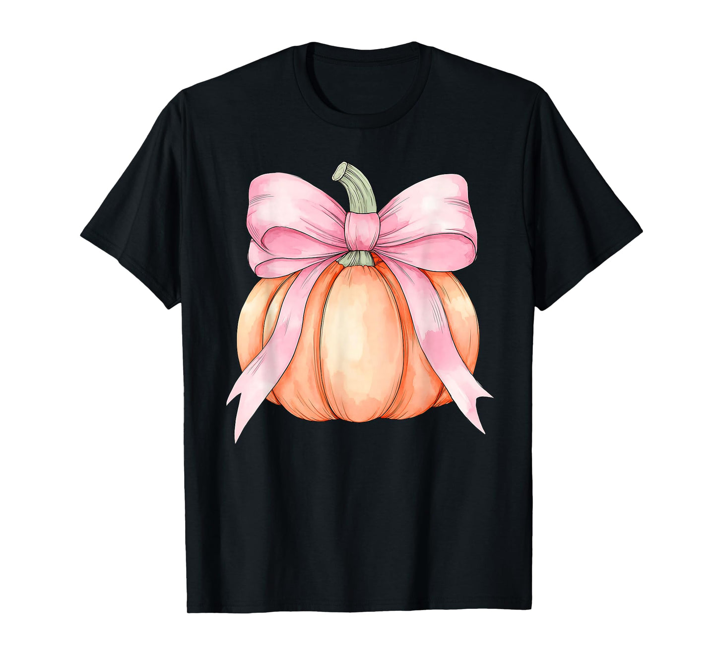 Retro Pumpkin Coquette Pink Bow Halloween Autumn Fall Season T-Shirt