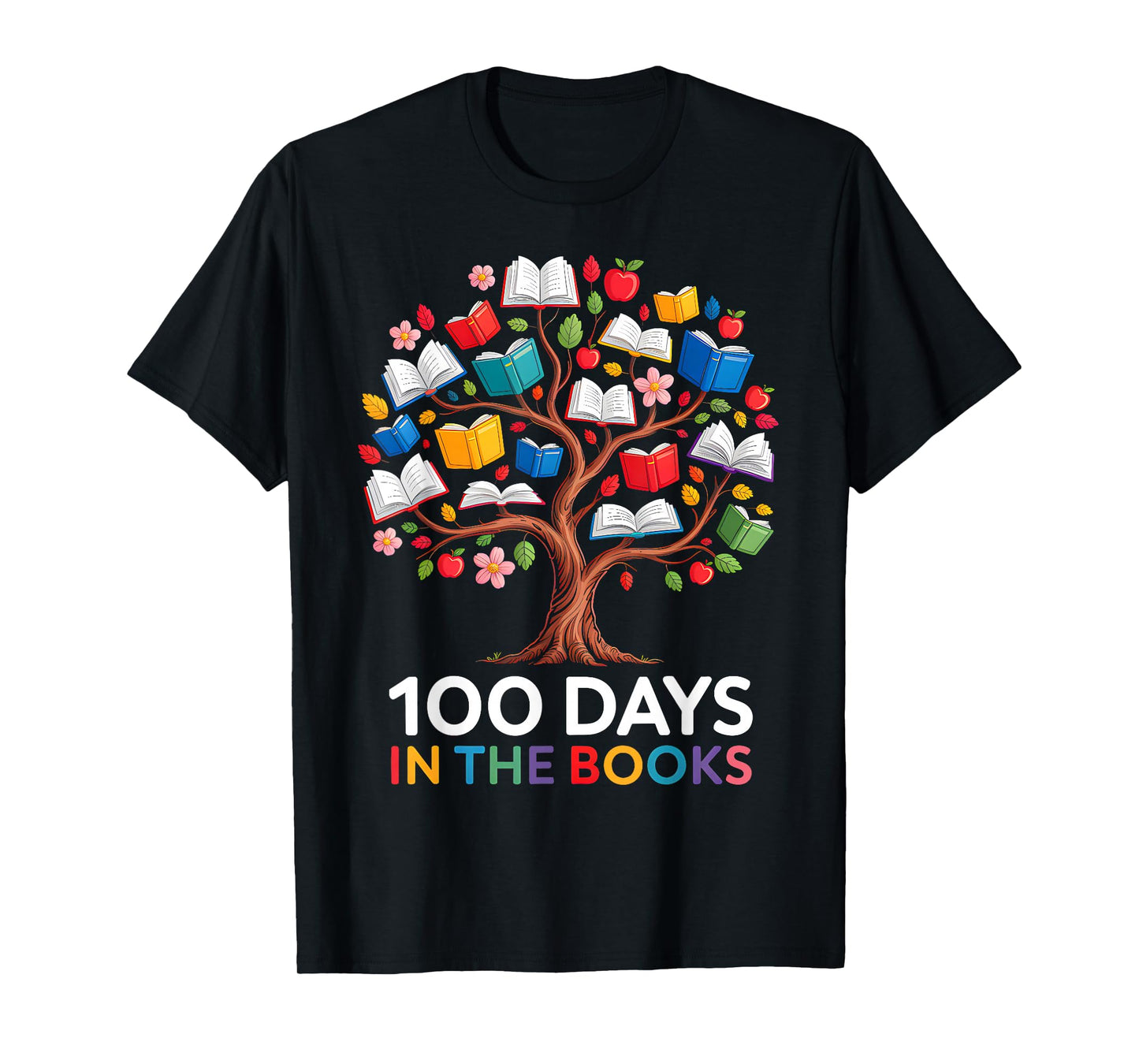 100 Days in The Books Reading Teacher 100th Day of School T-Shirt