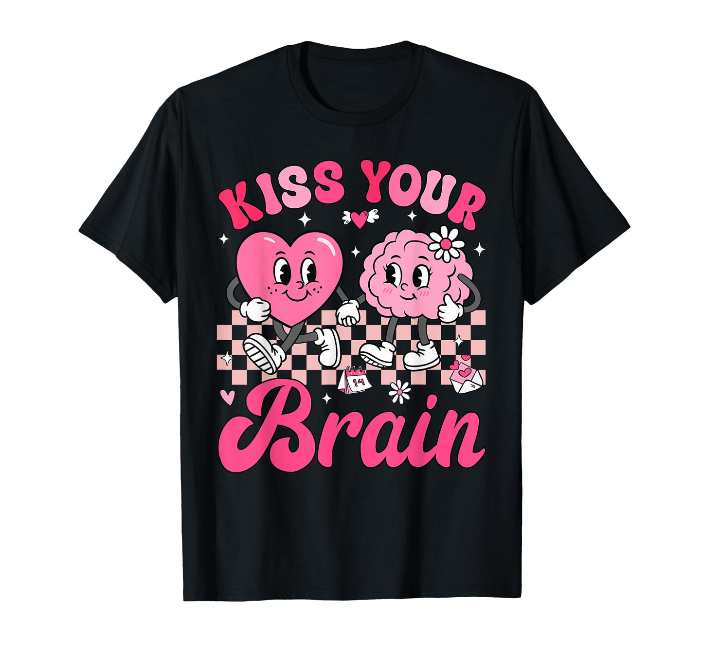 Valentine Kiss Your Brain Student Teacher Boy Girl Kid T-Shirt