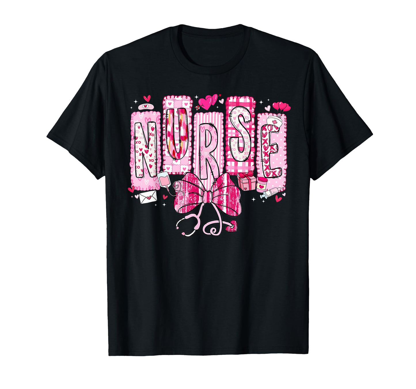 Valentine Nurse Coquette Bow Stethoscope Girl Women T-Shirt