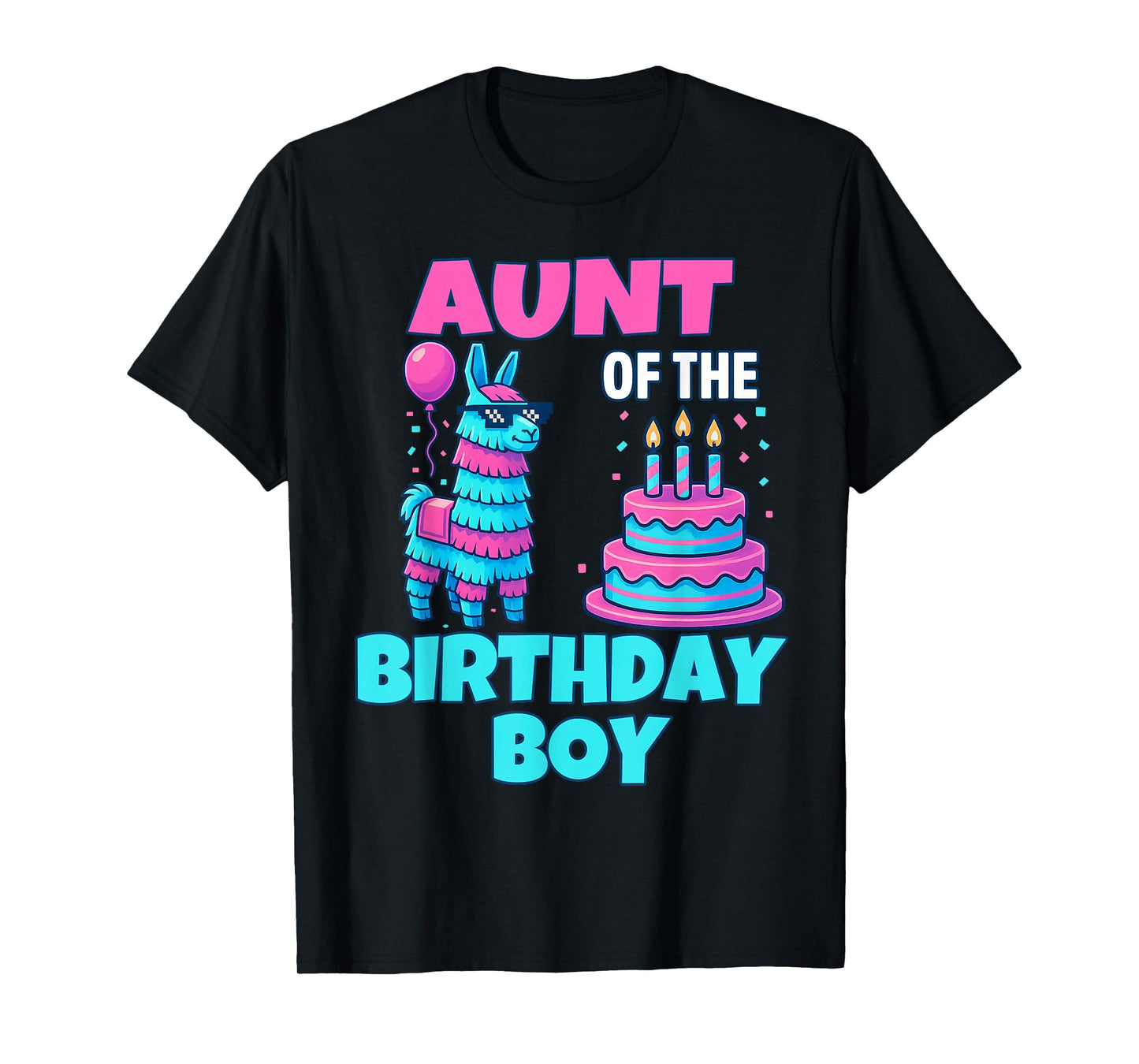 aunt of Birthday Boy Llama Pinata Party family mathing women T-Shirt