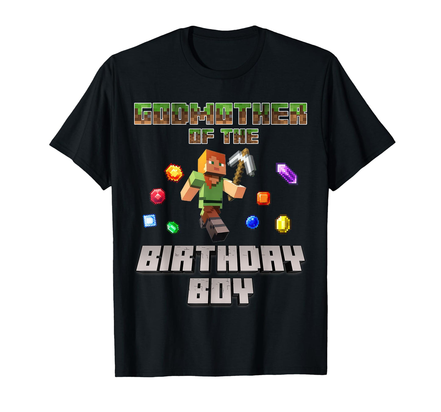 Godmother Of The Birthday Boy Video Gamer Pixel Number T-Shirt