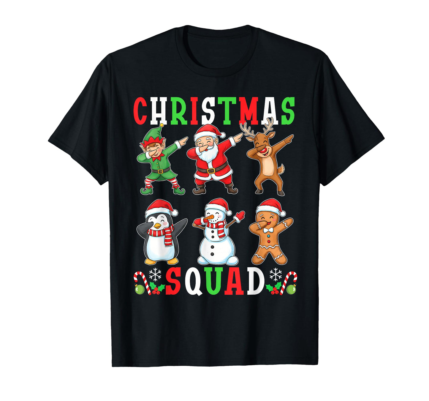 Christmas Squad Funny Matching Santa Reindeer Snowman Dab T-Shirt
