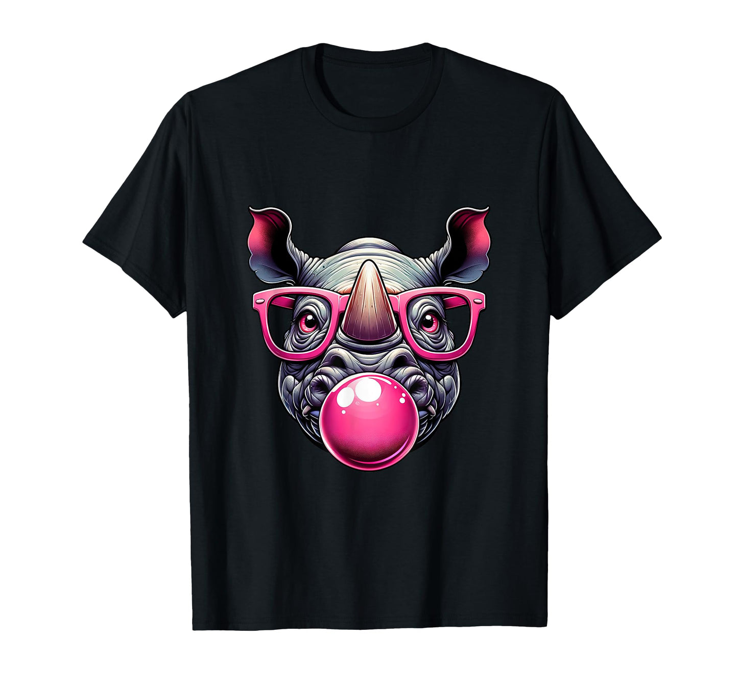 Funny Animal Cute Rhino Rhinoceros Eyeglasses Cartoon Women T-Shirt