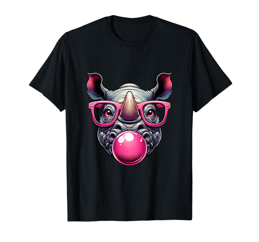 Funny Animal Cute Rhino Rhinoceros Eyeglasses Cartoon Women T-Shirt