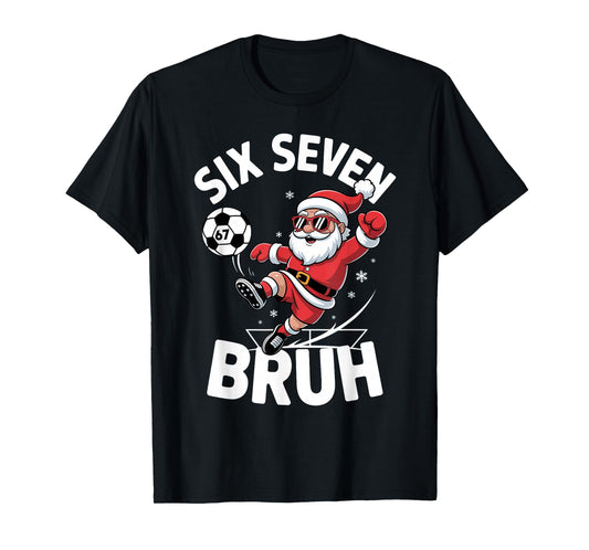 Funny Bruh Soccer Santa 67 Meme Christmas Xmas Pajamas Boys T-Shirt