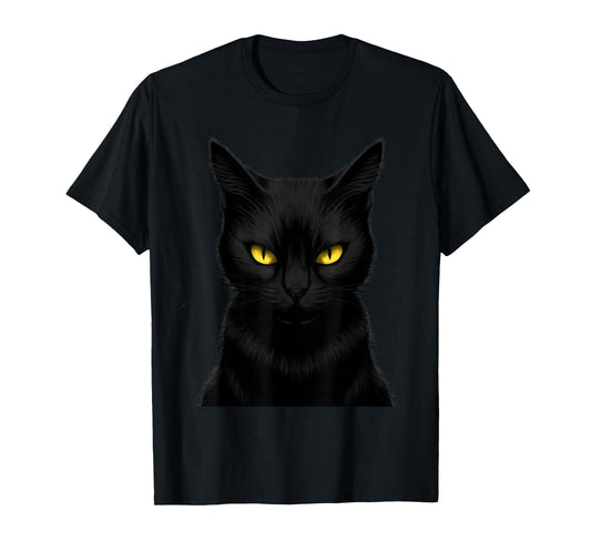 Black Cat Yellow Eyes Graphic Men Women Boys Girls T-Shirt