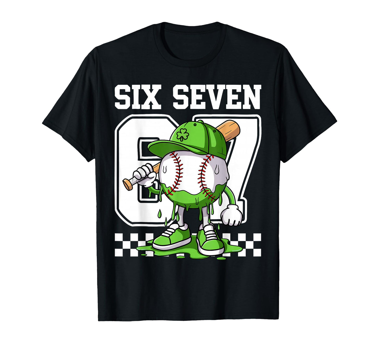 Boys St Patricks Day 67 Six Seven Baseball Ice Cream Drip T-Shirt