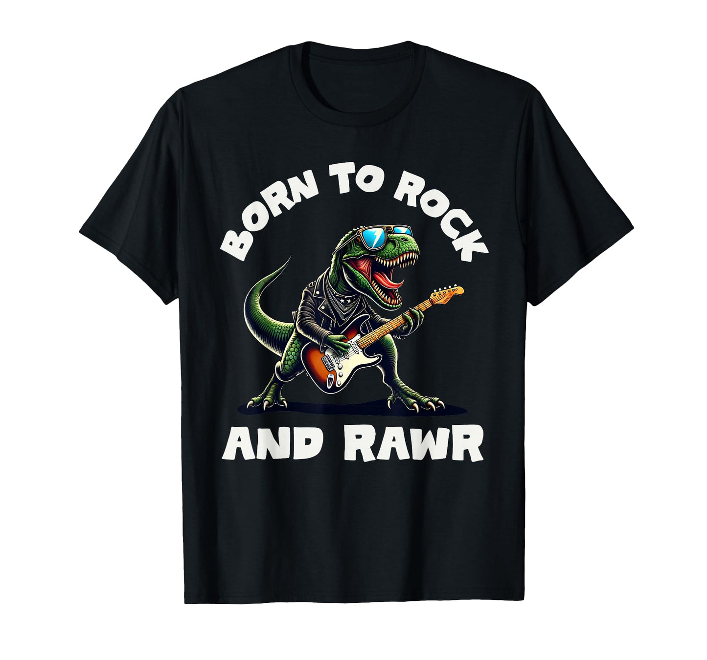 Born to Rock and Rawr, Cute Dinosaur, Rock'n Roll Dino T-Shirt
