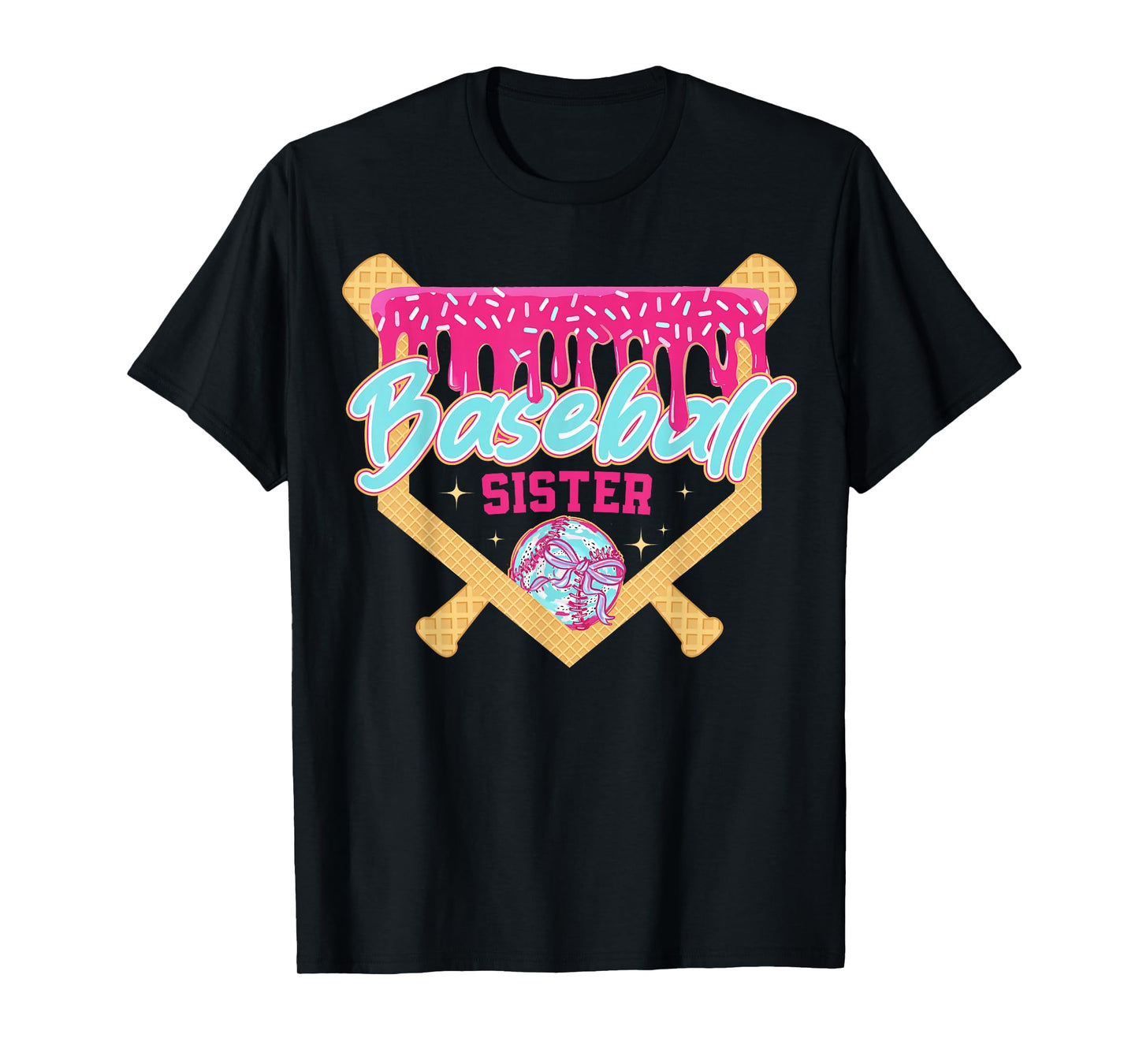 Baseball Sister Drip Ice Cream Baseball Game Day T-Shirt