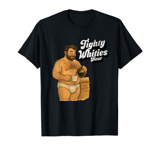 Retro Bear Illustration Tighty Whities Briefs Art T-Shirt