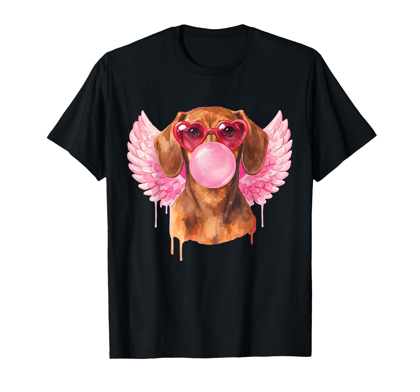 Retro Cupid Valentine Dog Love Hearts Cute Dachshund T-Shirt