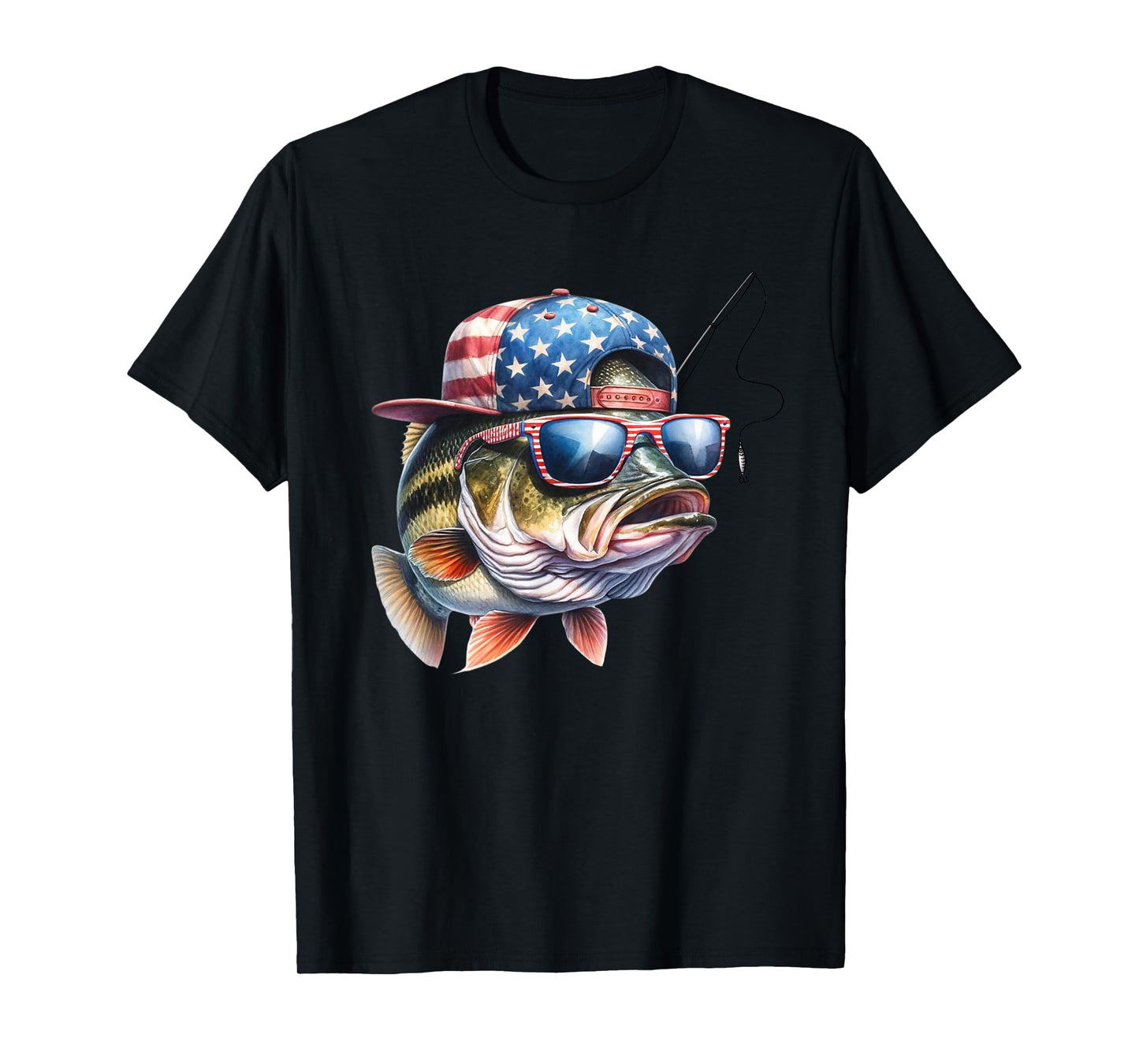 Funny Fishing & Fisherman Gift American Flag T-Shirt