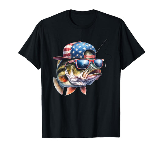 Funny Fishing & Fisherman Gift American Flag T-Shirt