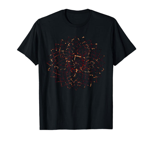 Red Lava Mandala Geometry Sacred Gaia Art Yoga Mantra T-Shirt