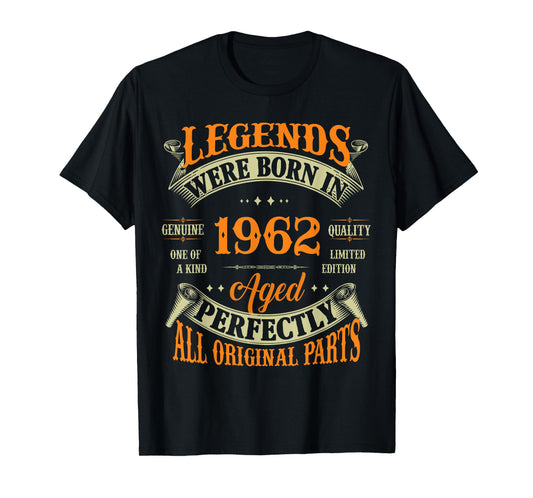 Vintage Legend Born In 1962 63rd Birthday Tee 63 Years Old T-Shirt
