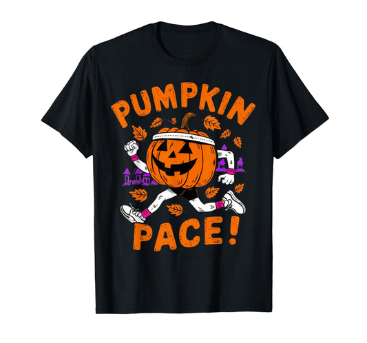 Funny Runner Costume Halloween Pumpkin Running Marathon Team T-Shirt
