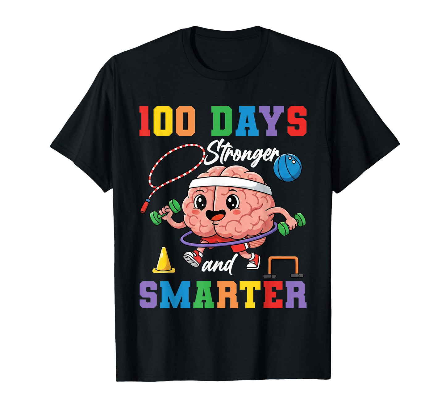 100 Days Stronger and Smarter PE Teacher 100 Days of School T-Shirt