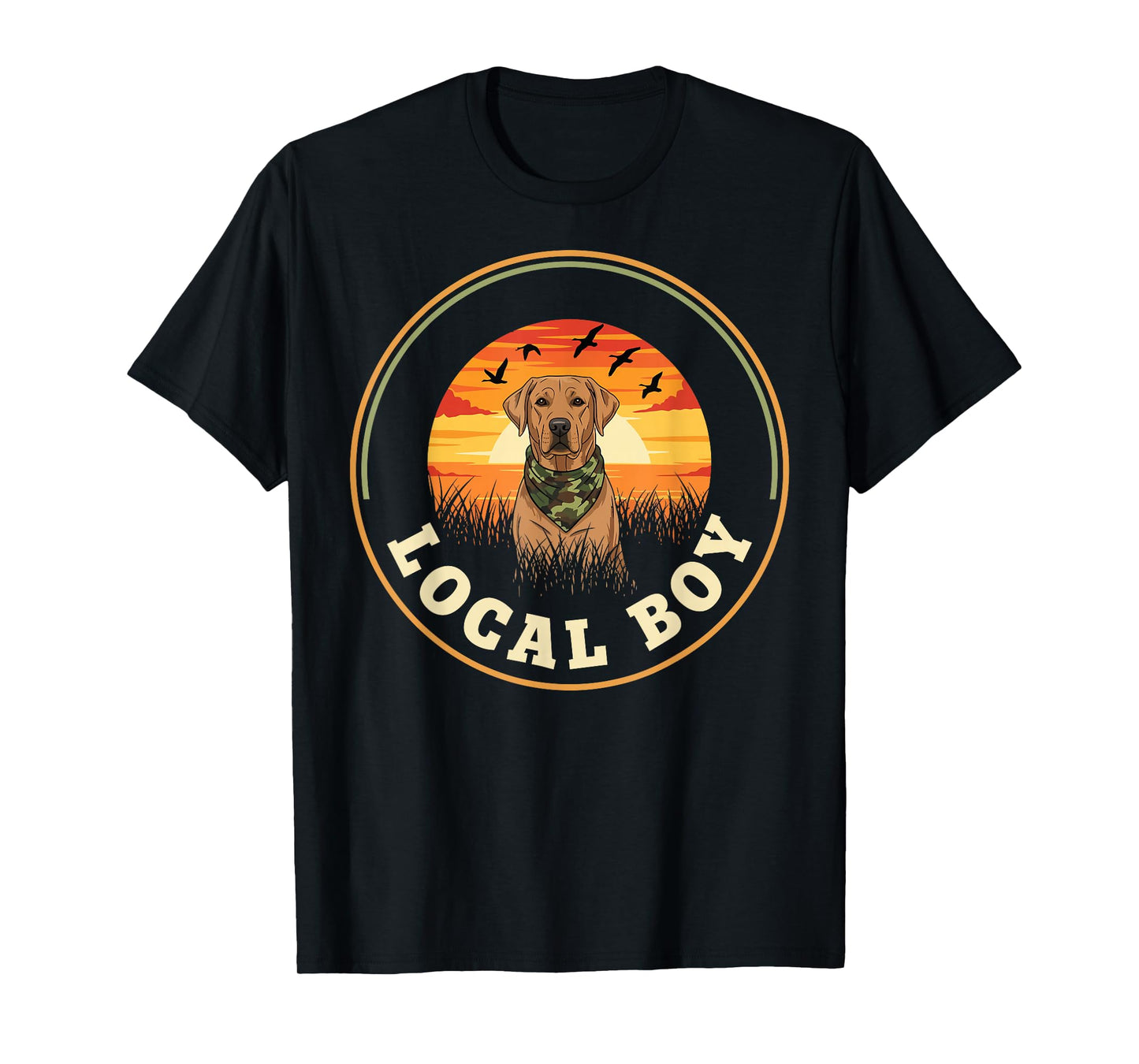 Local Boy Duck Hunting Retriever Waterfowl Dog Sunset Marsh T-Shirt