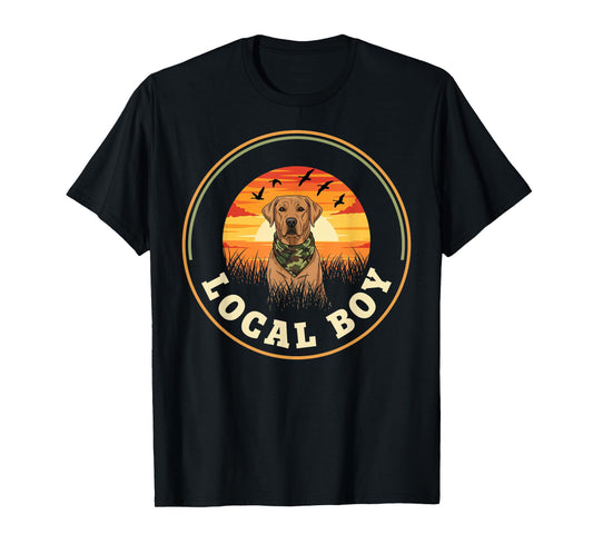 Local Boy Duck Hunting Retriever Waterfowl Dog Sunset Marsh T-Shirt