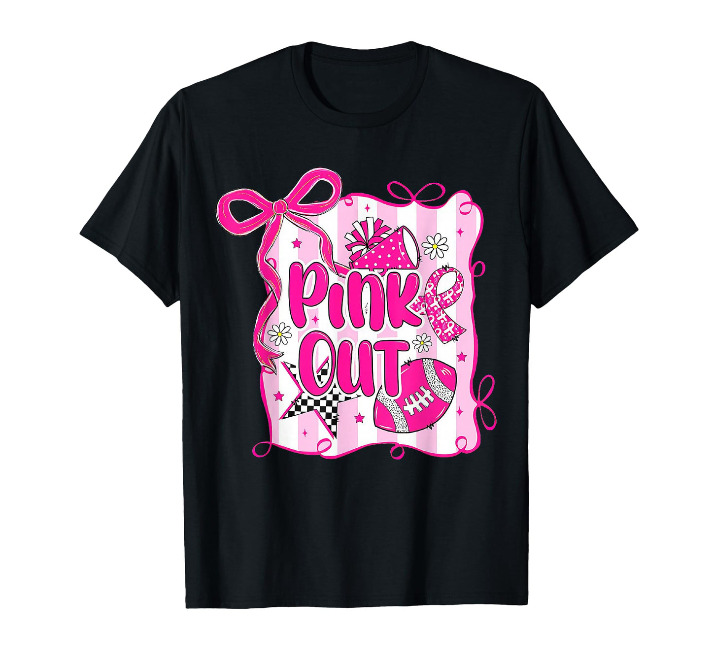 Football Pink Out Team Breast Cancer Awareness Month Womens T-Shirt
