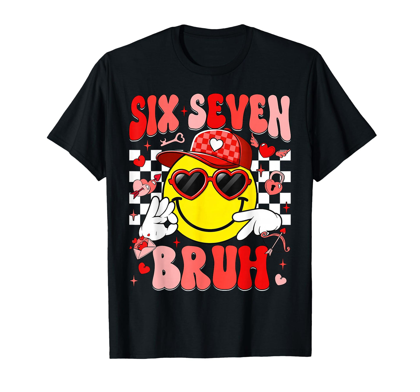 Six Seven Bruh Smile 6 7 Meme Valentines Day Girls Boys Kids T-Shirt